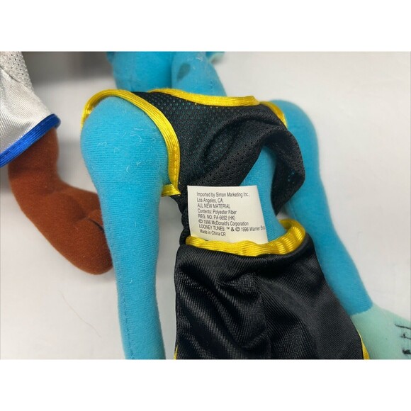 Lot of 2 McDonalds Space Jam Plush 1996 8” Taz & 12” Blanko Toys Basketball - Picture 11 of 11